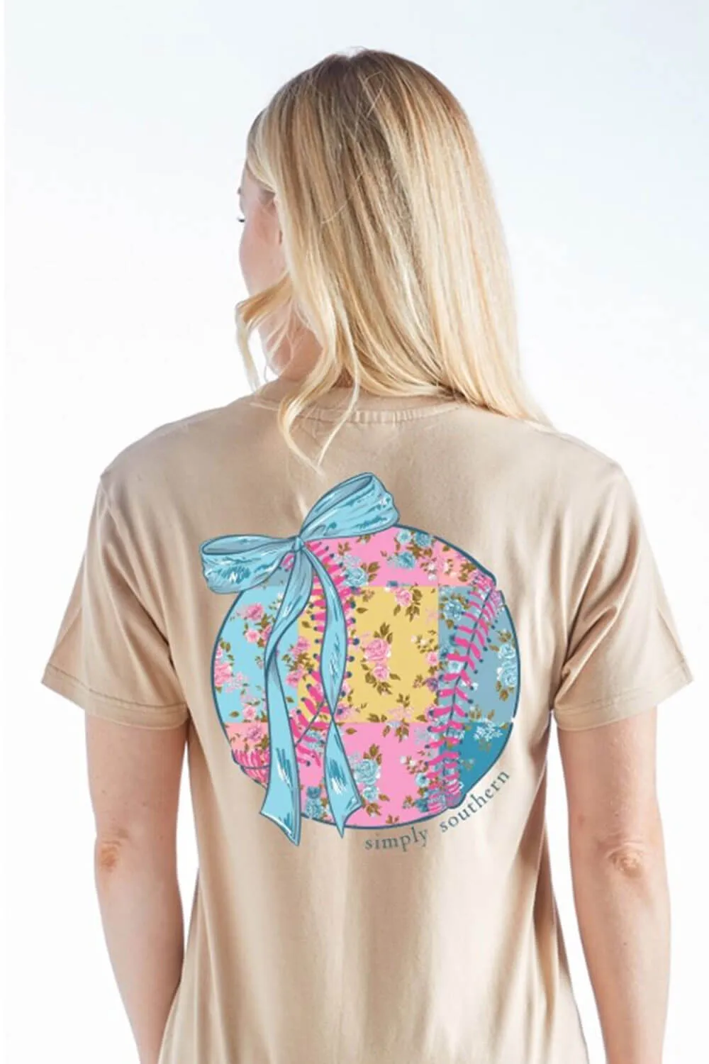 Simply Southern Patched Baseball T-Shirt for Women in Khaki | SS-PATCHBALL-KHAKI sold by Glik’s