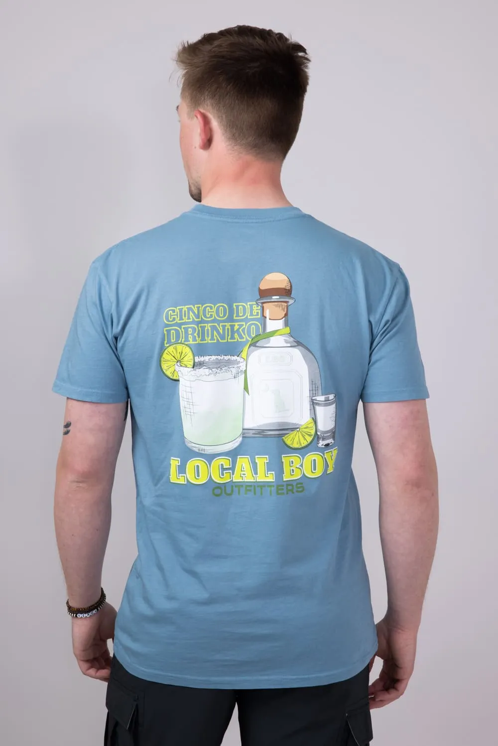 Local Boy Cinco De Drinko T-Shirt for Men in Blue | L1000540-SLATE sold by Glik’s product image thumbnail 4