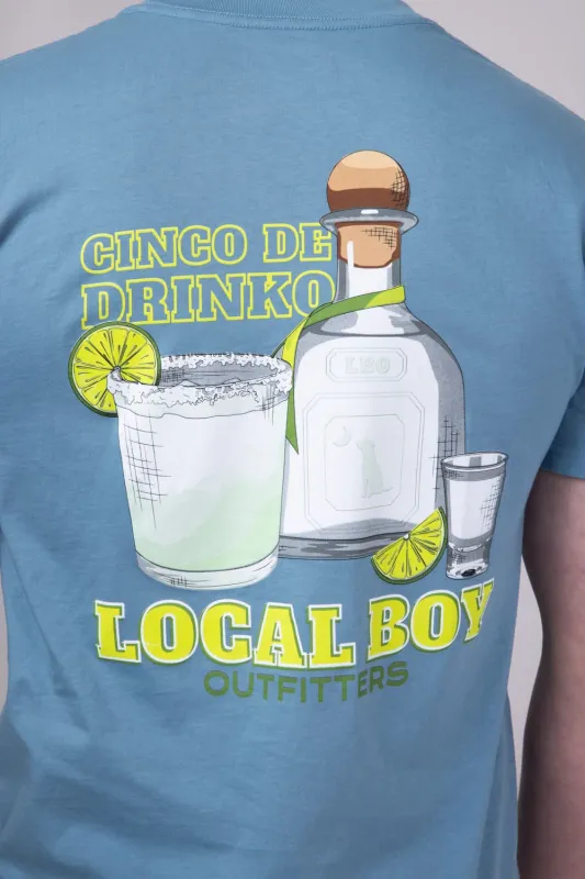 Local Boy Cinco De Drinko T-Shirt for Men in Blue | L1000540-SLATE sold by Glik’s