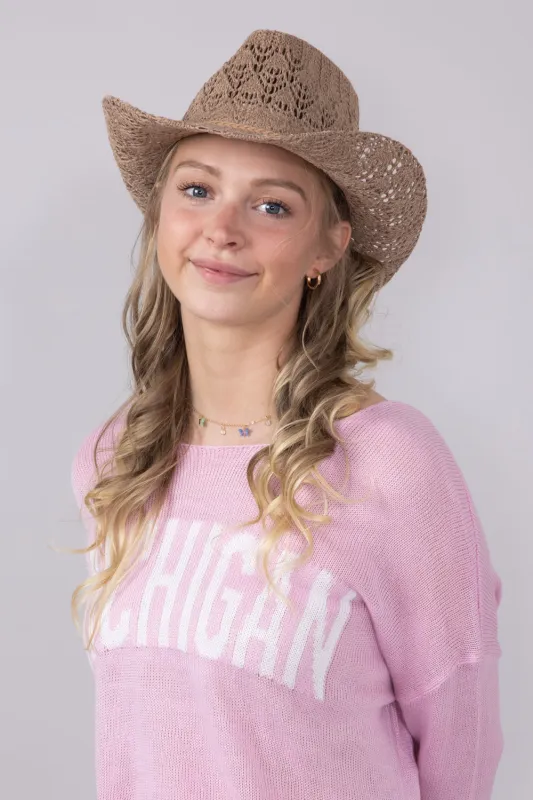 C.C. Woven Cowgirl Hat for Women in Taupe | CBC0136-TAUPE sold by Glik’s