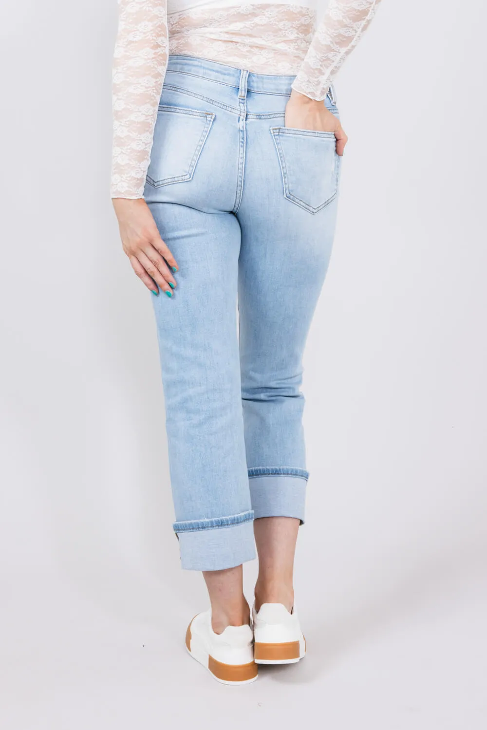 Mica Mid Rise Cuffed Straight Jeans for Women | MDP-T3384 sold by Glik’s product image thumbnail 3