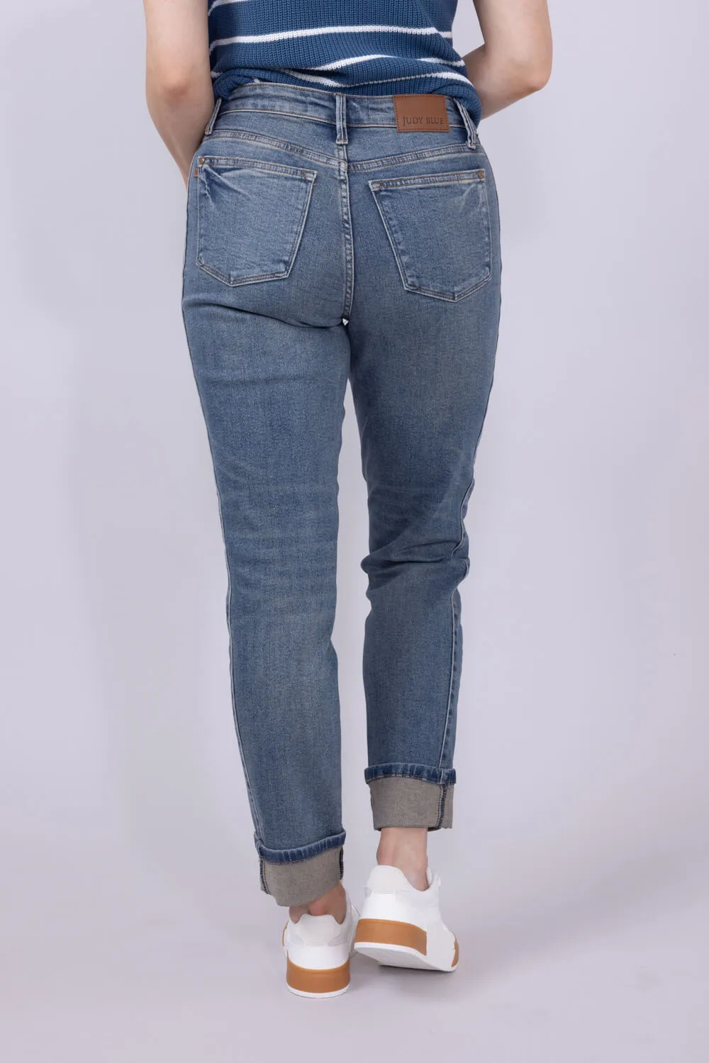 Judy Blue Vintage Mid-Rise Roll Cuff Boyfriend Jeans for Women | 88946REG sold by Glik’s product image thumbnail 4