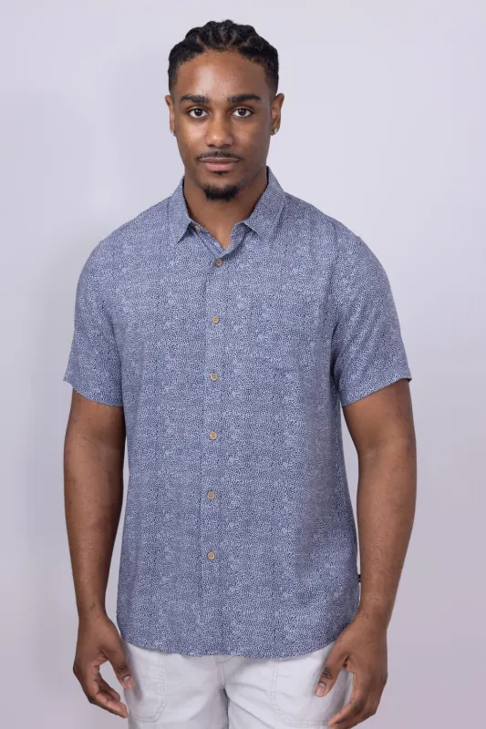 Union Venice Printed Rayon Button Up Shirt for Men in Navy | H13189U-TRUENAVY sold by Glik’s