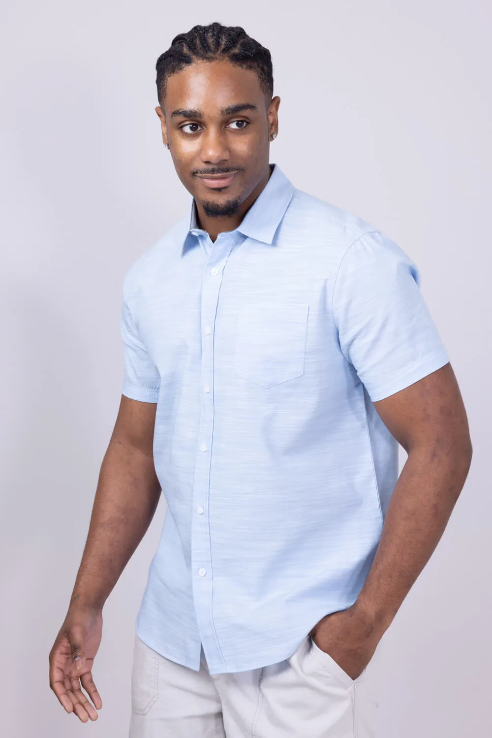 Union Lennox Slub Cotton Button Up Shirt for Men in Blue | H133504-HAMPTONS sold by Glik’s product image thumbnail 2