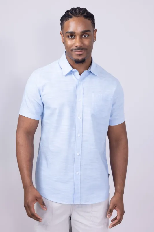 Union Lennox Slub Cotton Button Up Shirt for Men in Blue | H133504-HAMPTONS made by Glik’s