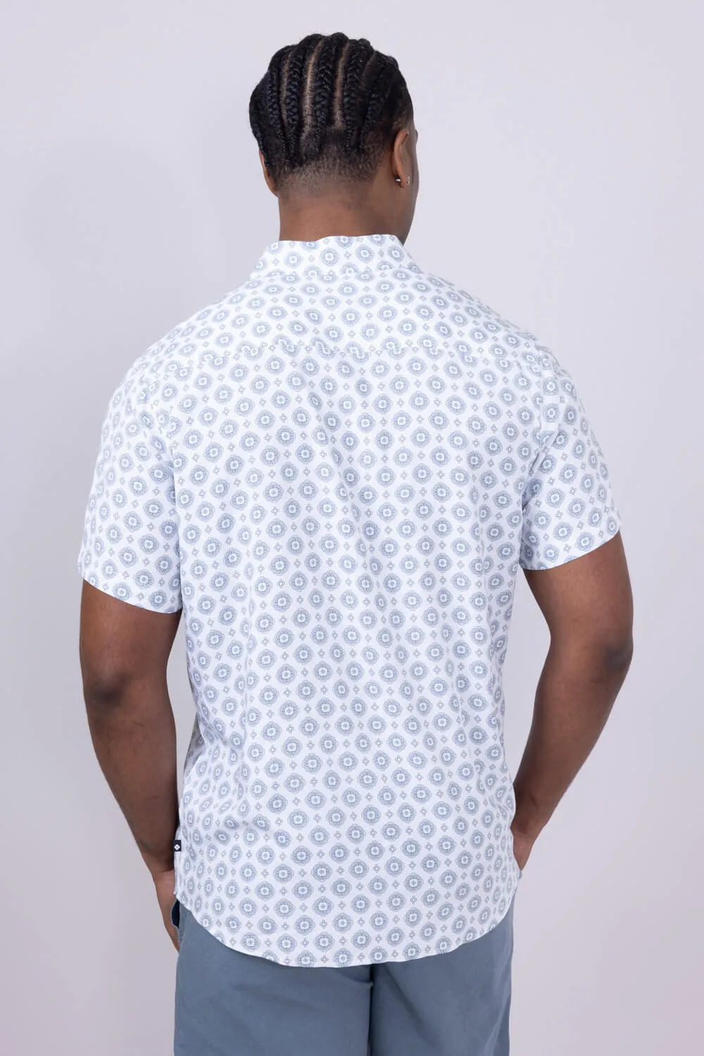 Union Venice Printed Rayon Button Up Shirt for Men in White | H13189U-HAMPTONS sold by Glik’s product image thumbnail 3