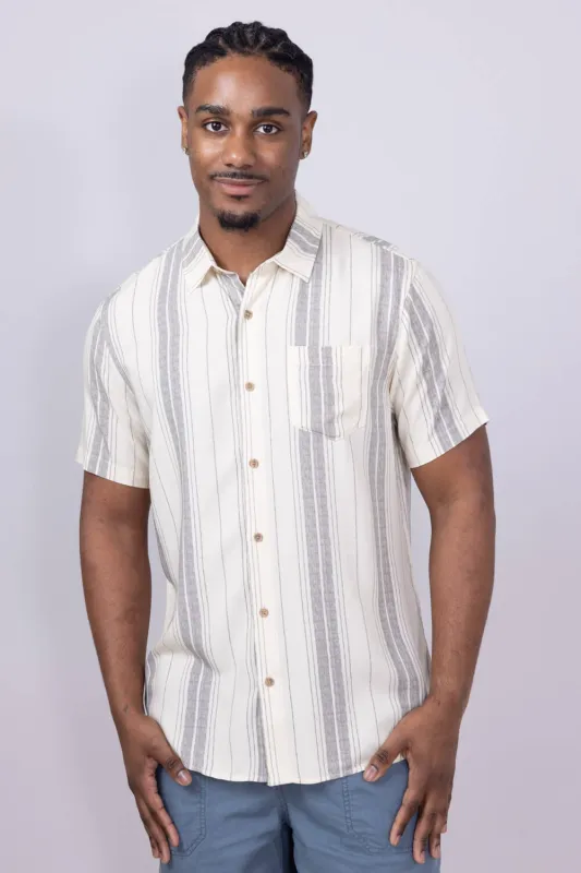 Union Venice Printed Rayon Button Up Shirt for Men in Ivory | H13189U-TIN sold by Glik’s