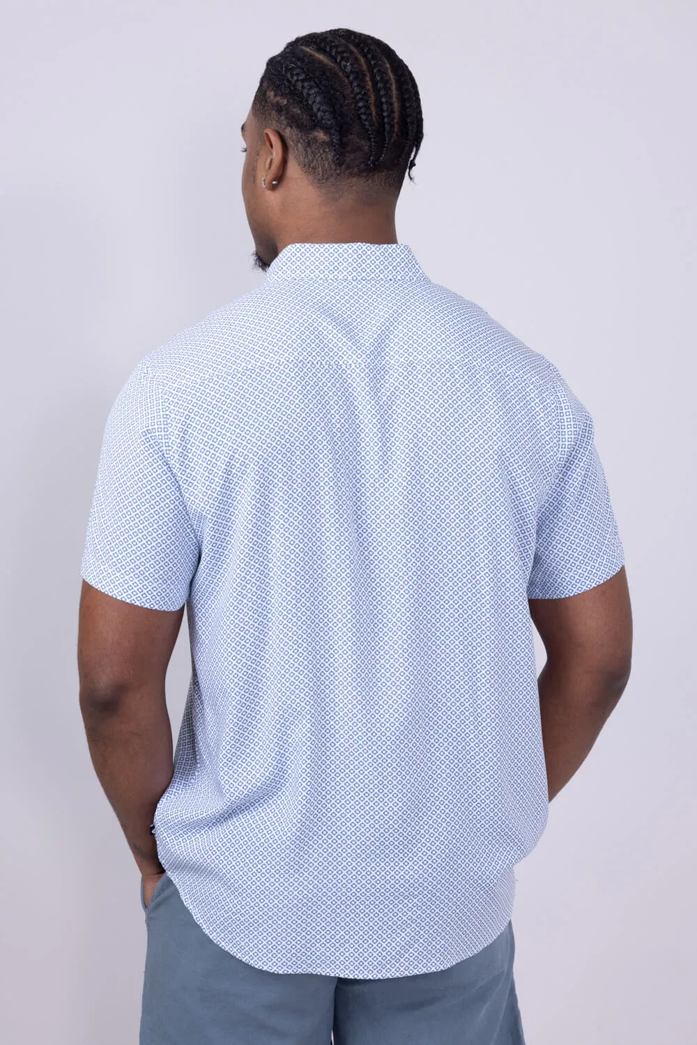 Union Venice Printed Rayon Button Up Shirt for Men in Blue | H13189U-BLUEBEACH sold by Glik’s product image thumbnail 4