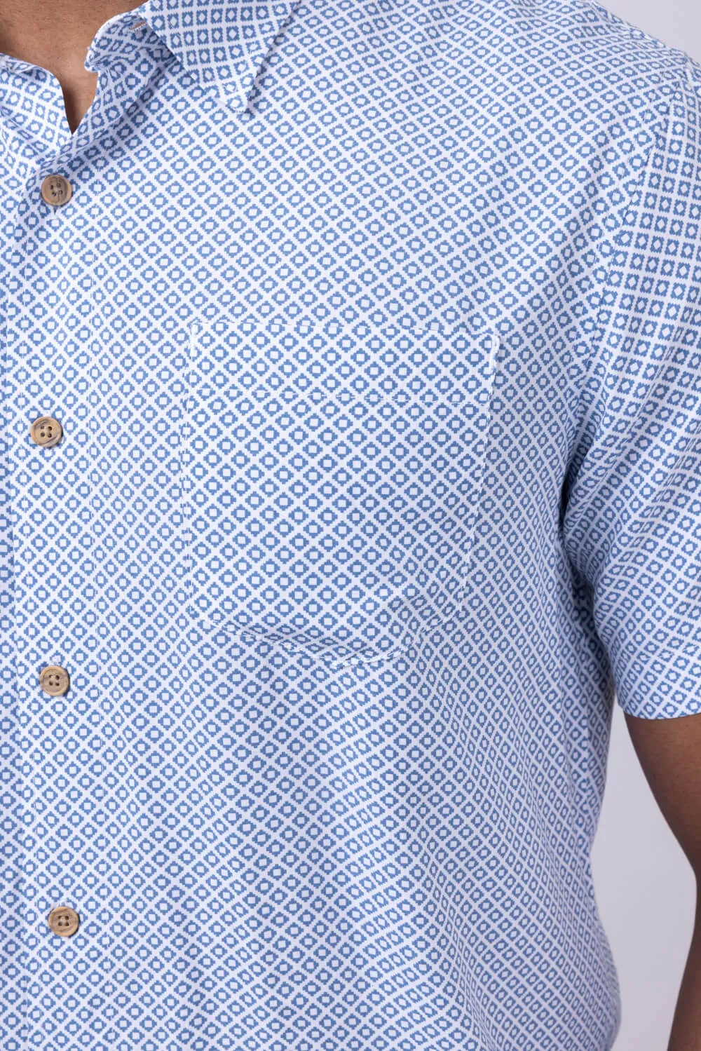 Union Venice Printed Rayon Button Up Shirt for Men in Blue | H13189U-BLUEBEACH sold by Glik’s product image thumbnail 3