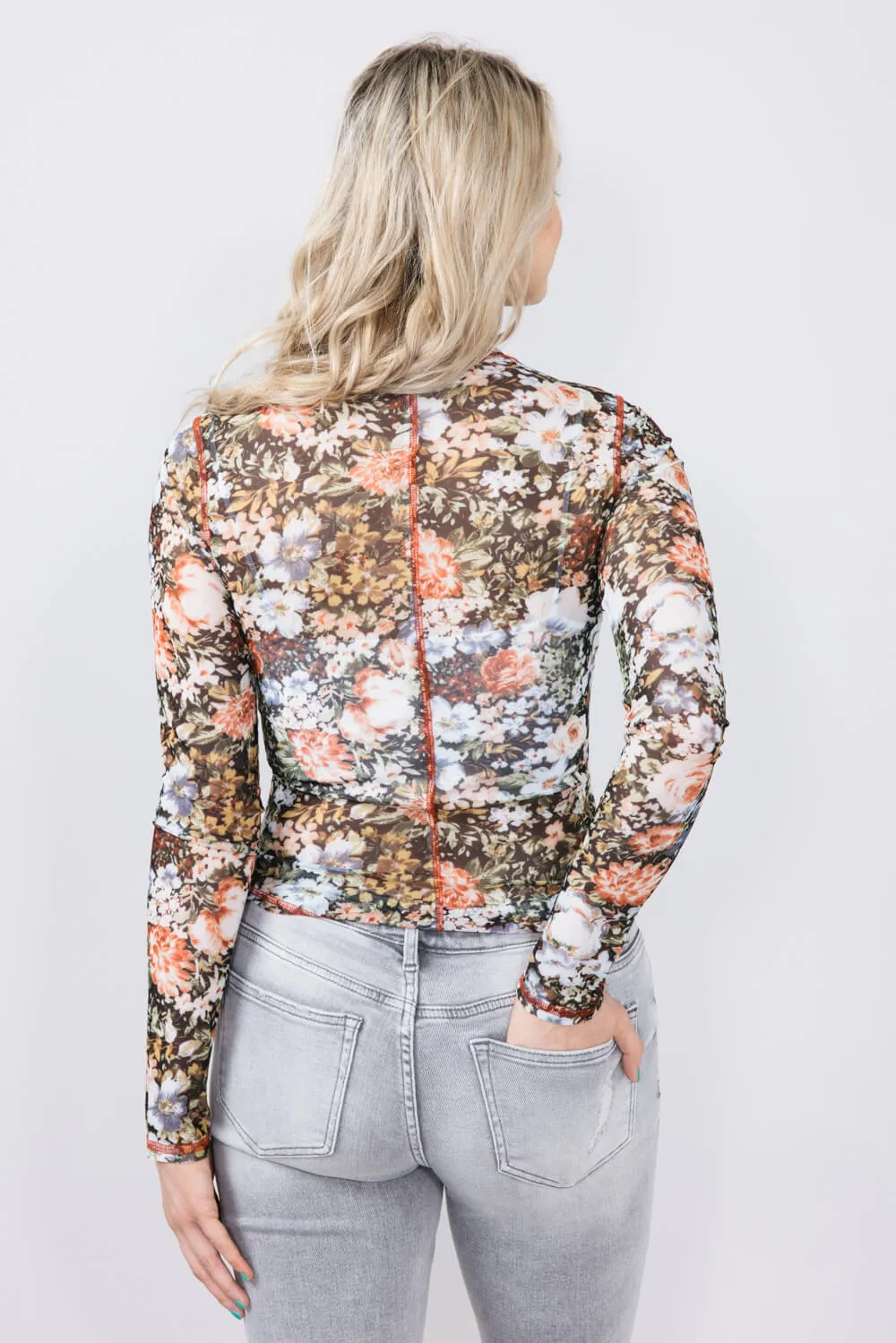 La Miel Floral Sheer Layering Top for Women in Black | JCT7700-BLACK sold by Glik’s product image thumbnail 5