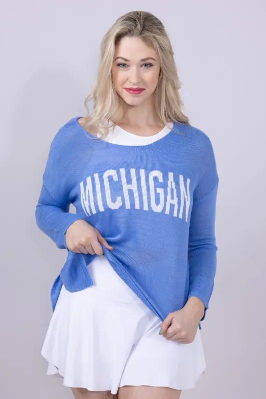 Ocean Drive Michigan Lightweight Sweater for Women in Blue | B13006-1295-MI-CREW-BLUE sold by Glik’s