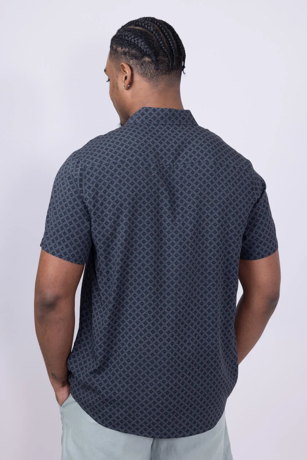 Union Venice Printed Rayon Button Up Shirt for Men in Dark Grey | H13189U-PEWTER sold by Glik’s product image thumbnail 4