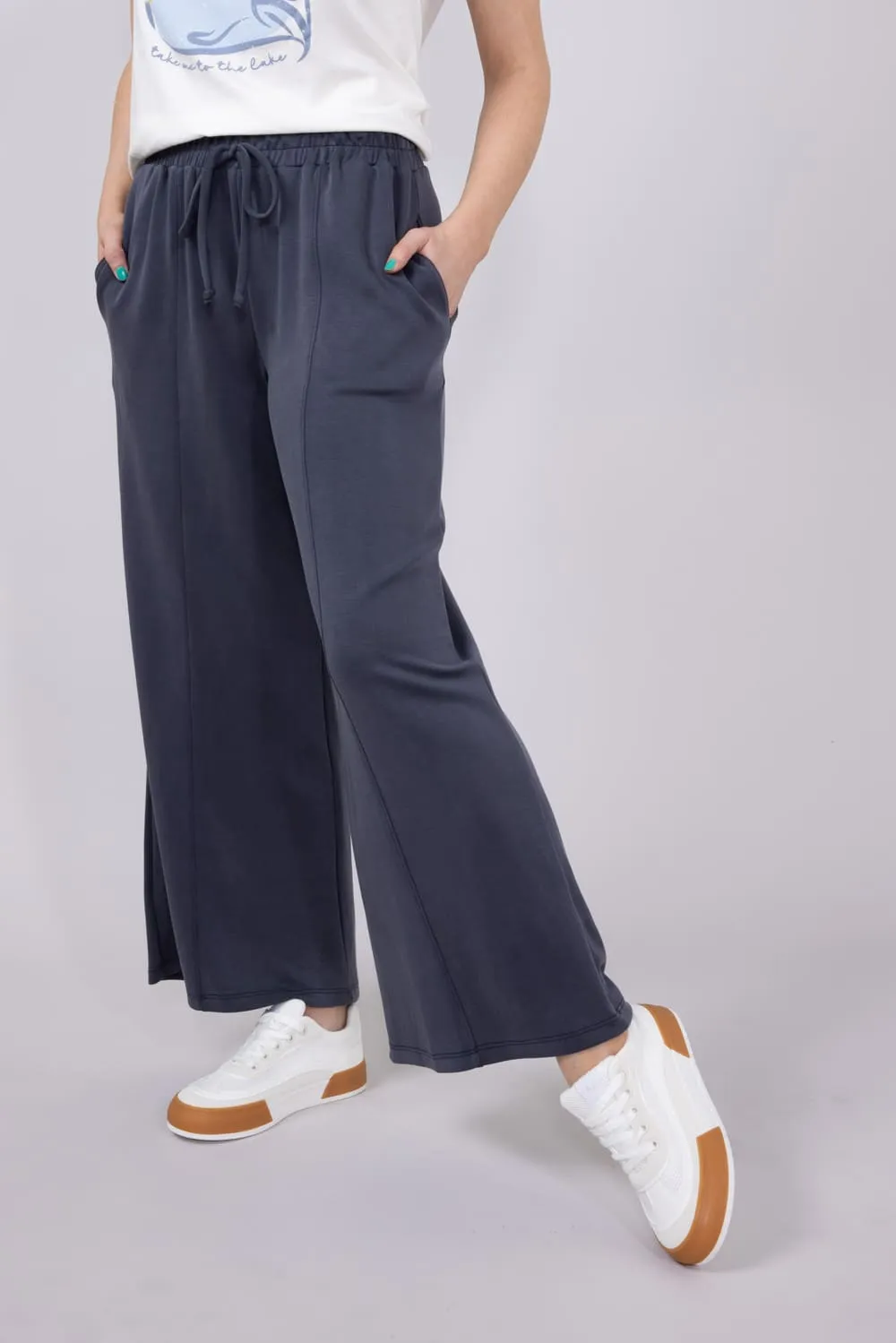 Wide Leg Lounge Pants for Women in Graphite | NP70337-GRAPHITE sold by Glik’s product image thumbnail 3