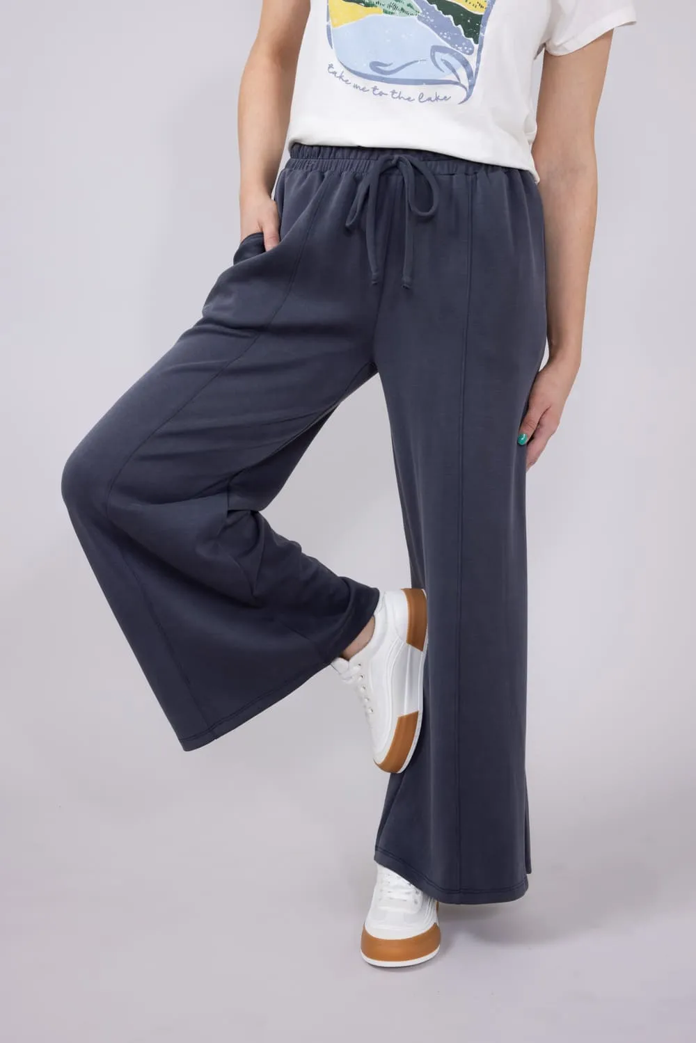 Wide Leg Lounge Pants for Women in Graphite | NP70337-GRAPHITE sold by Glik’s