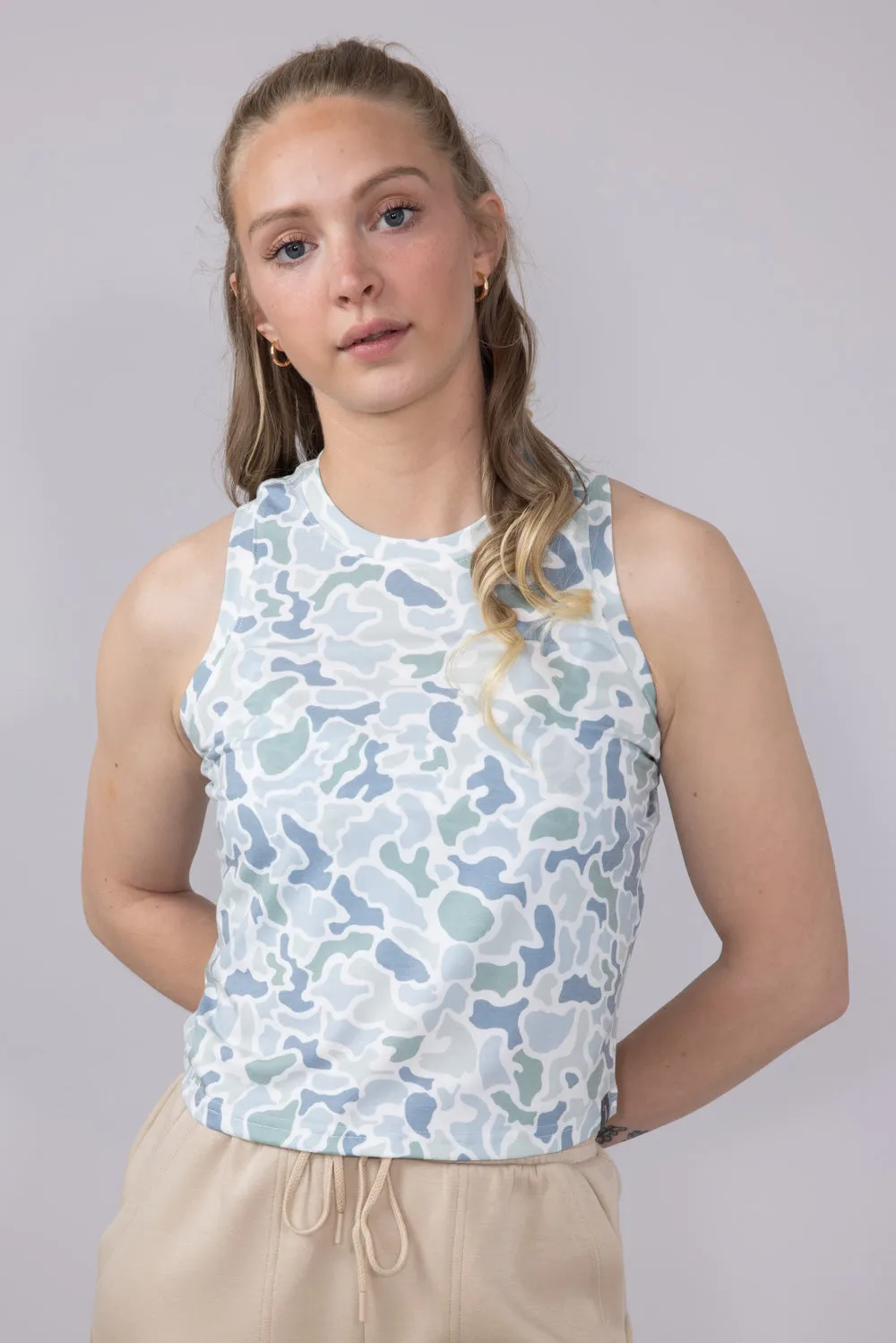 Local Girl Muscle Tank Top for Women in Coast Blue Camo | L5140001-LCC sold by Glik’s
