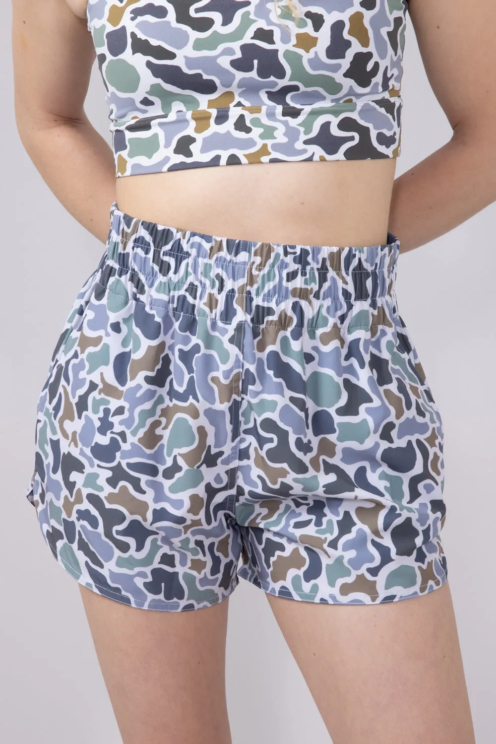 Local Girl High Waisted Volley Shorts for Women in Dark Grey Camo | L5160000-LCB sold by Glik’s product image thumbnail 4