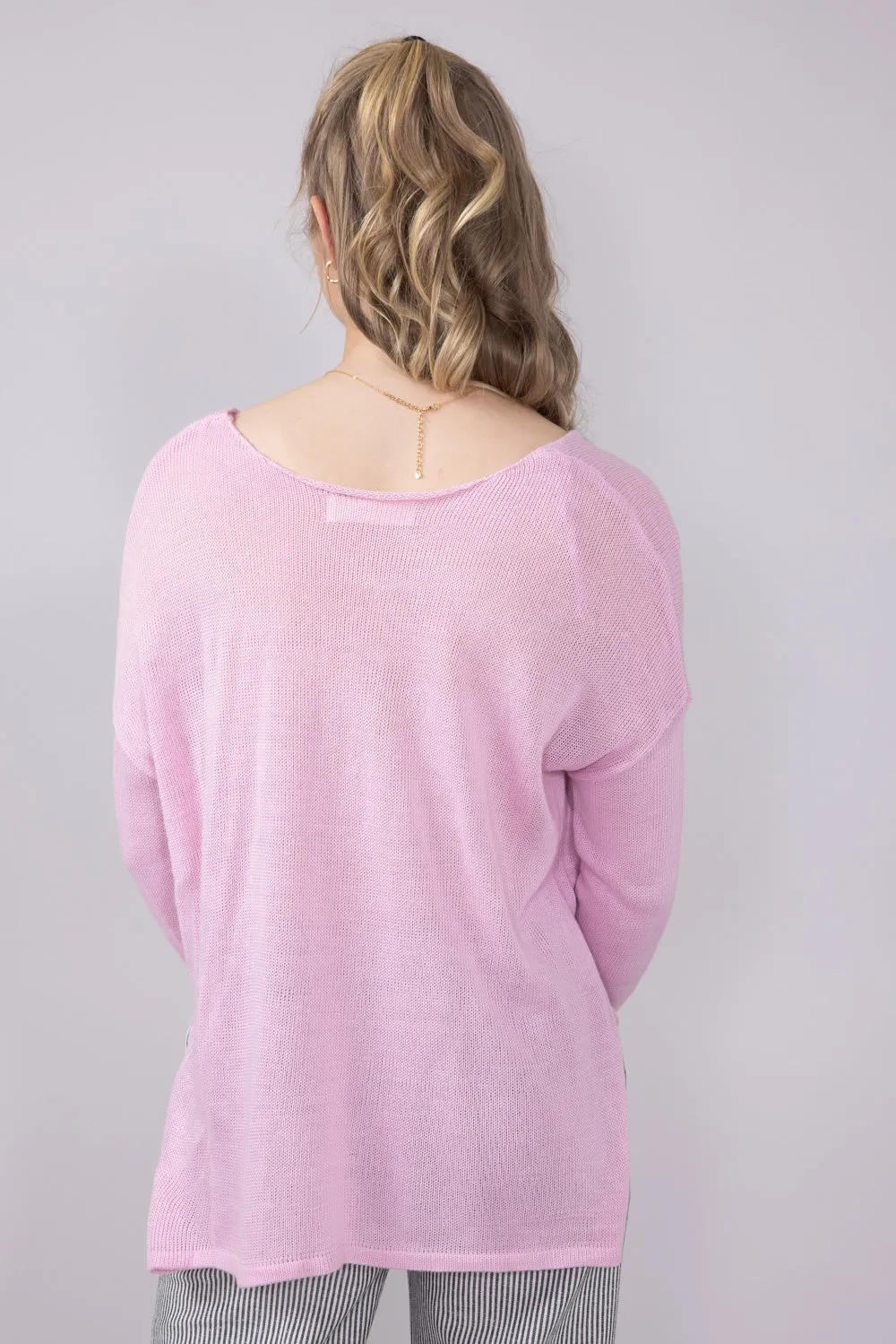 Ocean Drive Michigan Lightweight Sweater for Women in Pink | B13006-1295-MI-CREW-PINK sold by Glik’s product image thumbnail 2