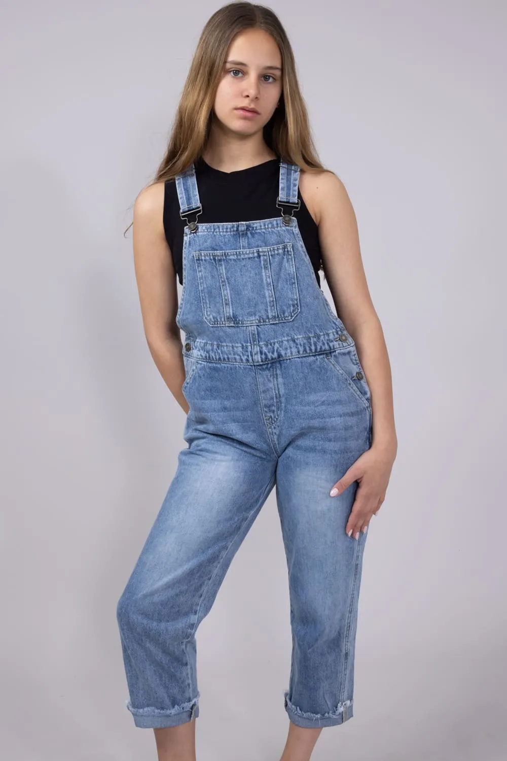 KanCan Youth Cordelia Relaxed Denim Overalls for Girls | YC10003M-MEDIUM sold by Glik’s product image thumbnail 4