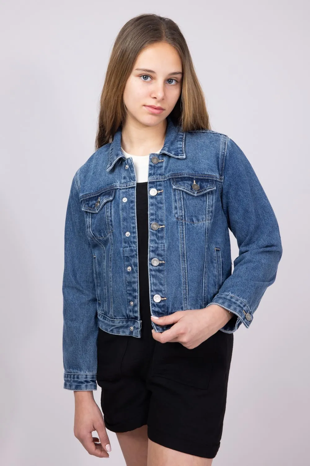 KanCan Youth Classic Denim Jacket for Girls in Dark Wash | YC5007D-DARK sold by Glik’s product image thumbnail 4