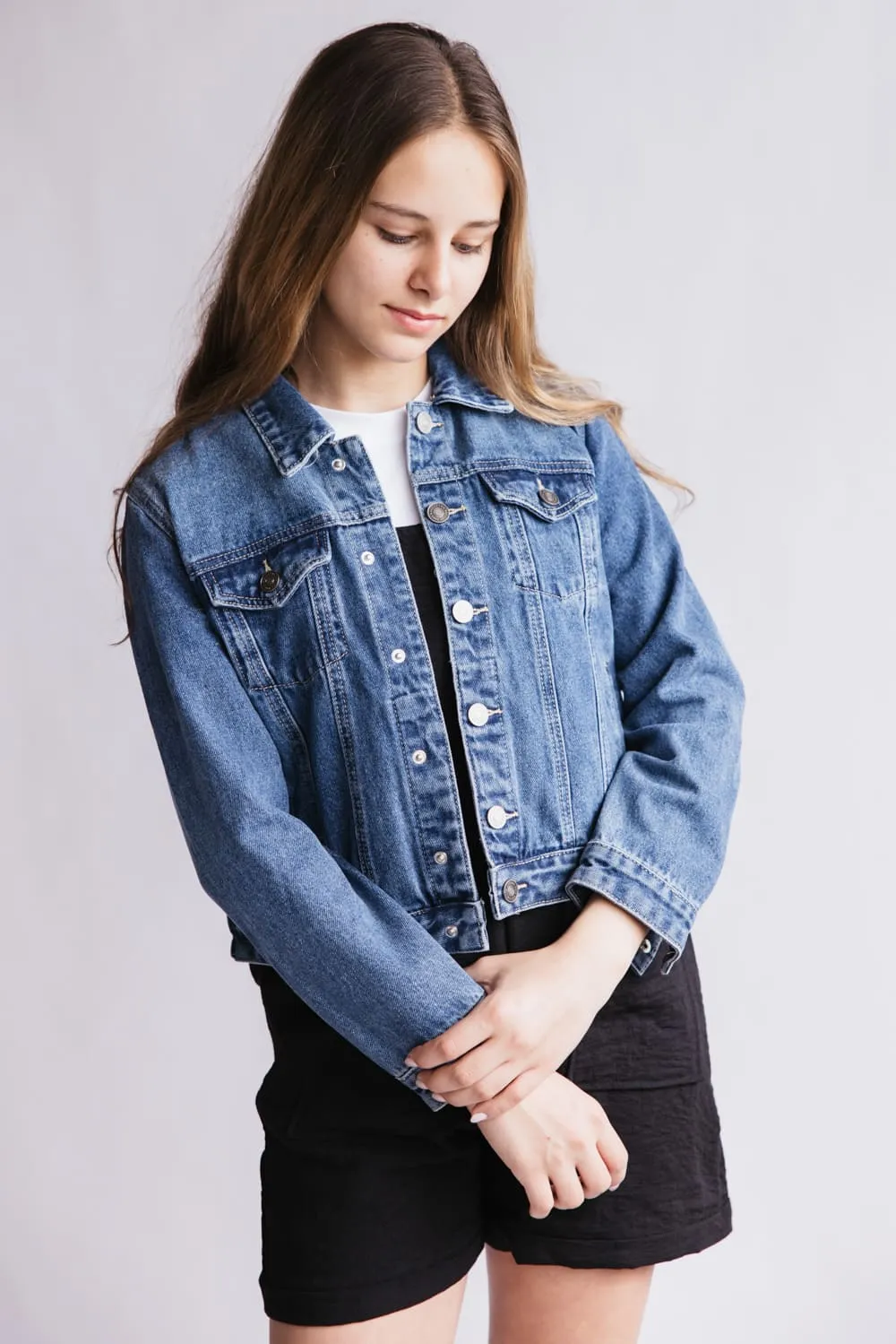 KanCan Youth Classic Denim Jacket for Girls in Dark Wash | YC5007D-DARK sold by Glik’s product image thumbnail 2