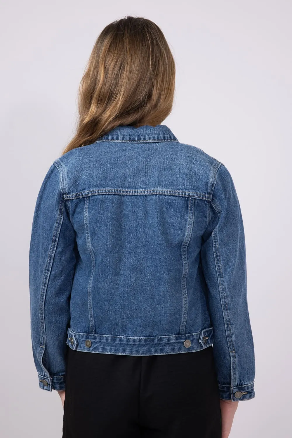 KanCan Youth Classic Denim Jacket for Girls in Dark Wash | YC5007D-DARK sold by Glik’s product image thumbnail 5