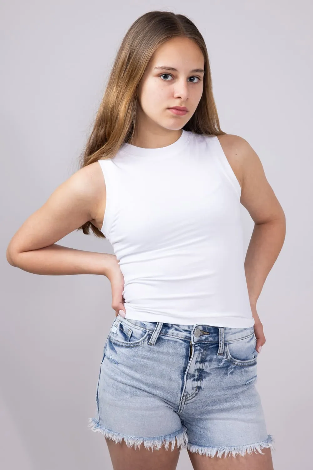 KanCan Youth Frayed Hem Mom Denim Shorts for Girls | YC20025L-LIGHT sold by Glik’s product image thumbnail 2