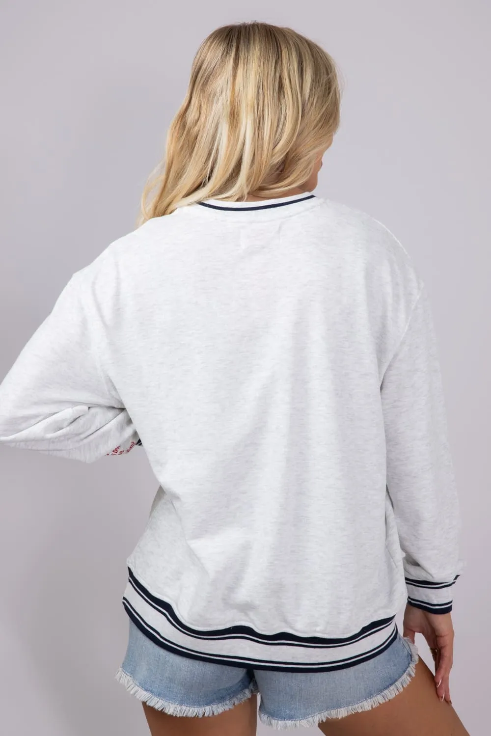 Simply Southern USA 1776 Varsity Sweatshirt for Women in Light Grey | PP-0125-CREW-VARSITY1-USA sold by Glik’s product image thumbnail 3