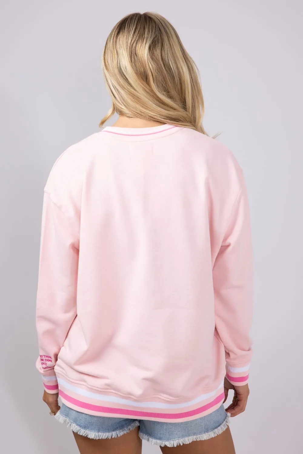 Simply Southern Good Energy Social Club Varsity Sweatshirt for Women in Pink | PP-0125-CREW-VARSITY1-ENERGY sold by Glik’s product image thumbnail 3