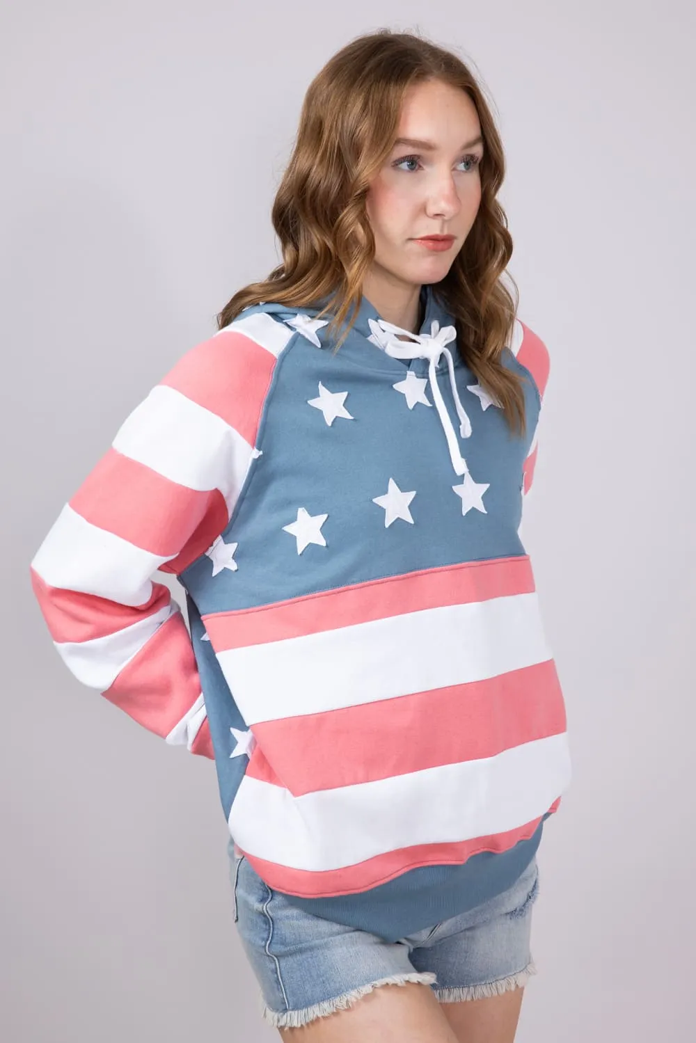 Simply Southern Patched Stars & Stripes Hoodie for Women in Multi | PP-0125-HD-PATCH-USA sold by Glik’s product image thumbnail 4