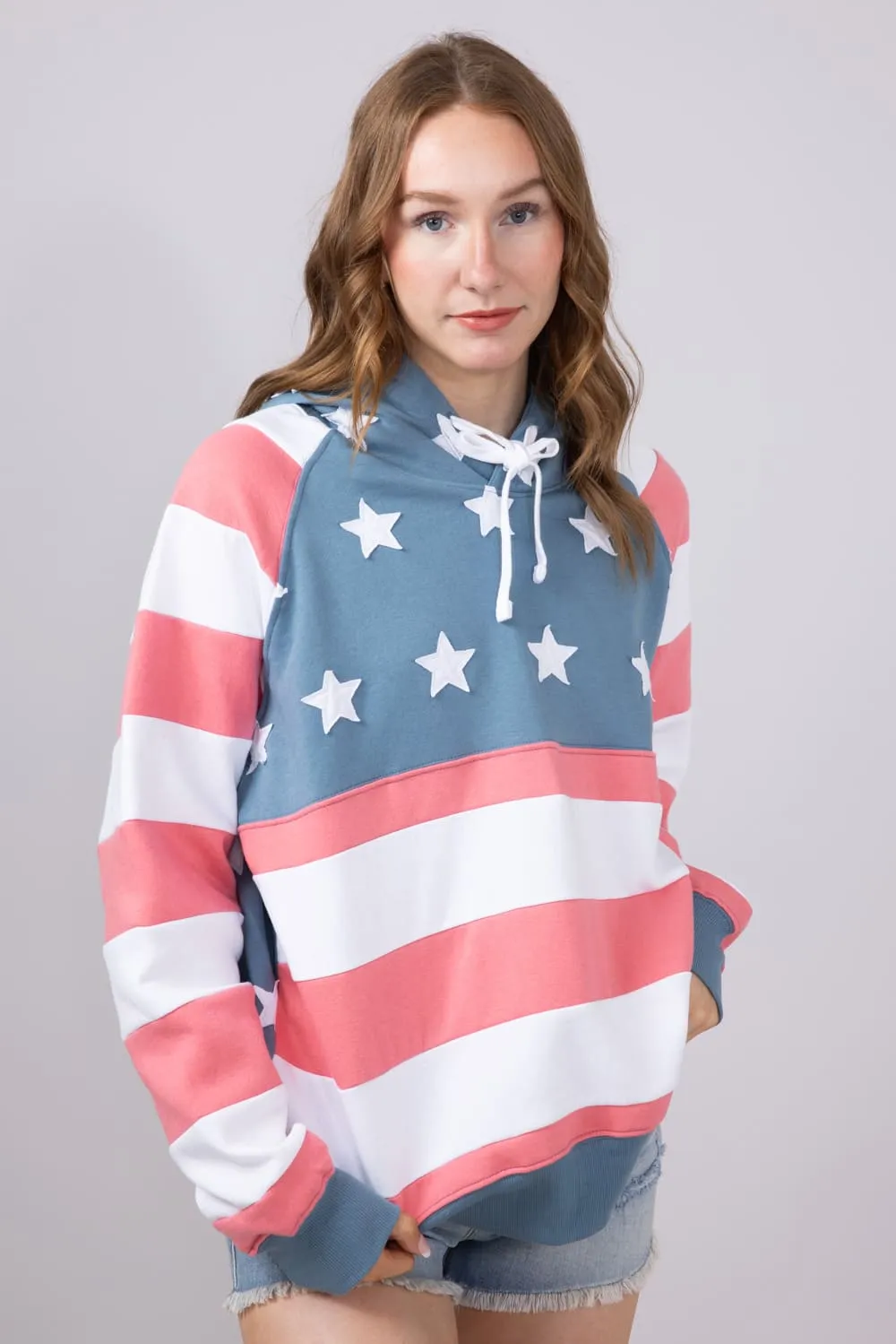 Simply Southern Patched Stars & Stripes Hoodie for Women in Multi | PP-0125-HD-PATCH-USA sold by Glik’s
