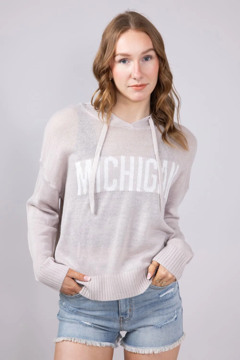 Ocean Drive Michigan Hoodie Sweater for Women in Sand | B13005-1295-MI-HOOD-SAND sold by Glik’s product image thumbnail 5