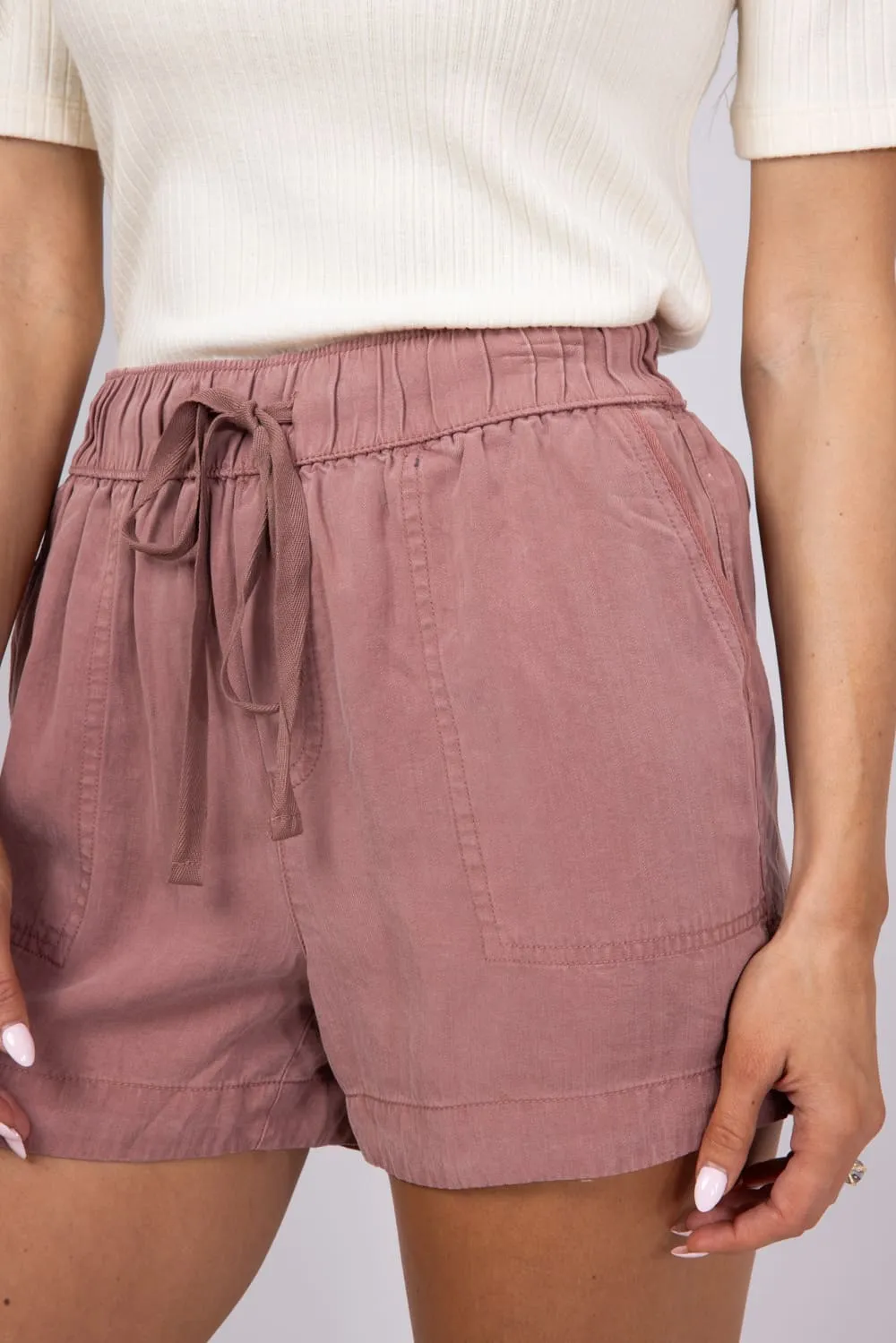 Tencel Drawstring Shorts for Women in Pink | 42589-MARSALA sold by Glik’s product image thumbnail 5