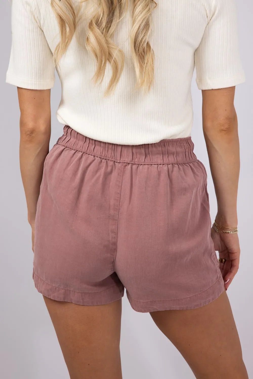 Tencel Drawstring Shorts for Women in Pink | 42589-MARSALA sold by Glik’s product image thumbnail 2