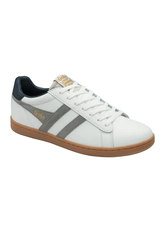 Gola Equipe II Leather Sneakers for Men in White/Cement | CMB388-WC sold by Glik’s