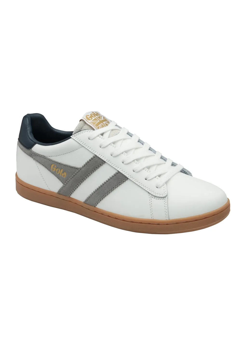 Gola Equipe II Leather Sneakers for Men in White/Cement | CMB388-WC sold by Glik’s