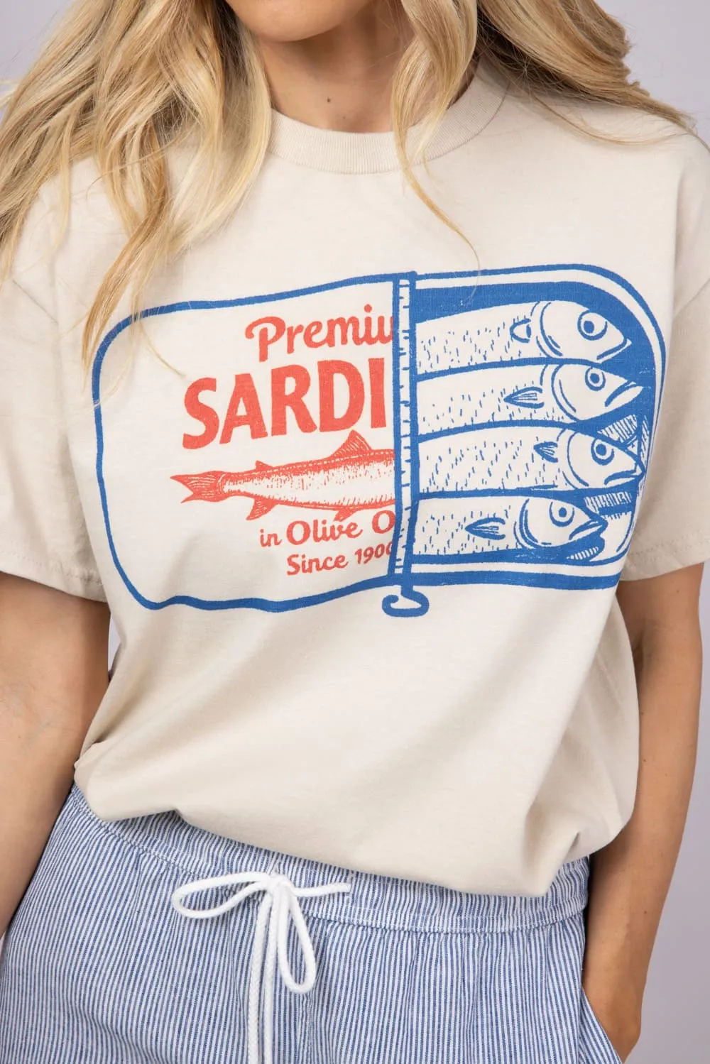 Premium Canned Sardines Oversized T-Shirt for Women in Sand | 32914X-OTS-SAND sold by Glik’s product image thumbnail 3
