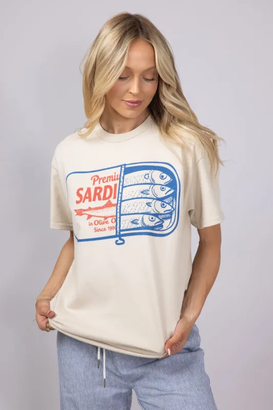 Premium Canned Sardines Oversized T-Shirt for Women in Sand | 32914X-OTS-SAND sold by Glik’s
