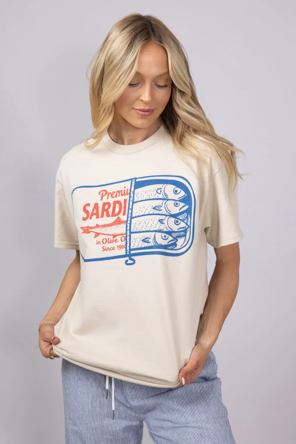 Premium Canned Sardines Oversized T-Shirt for Women in Sand | 32914X-OTS-SAND sold by Glik’s