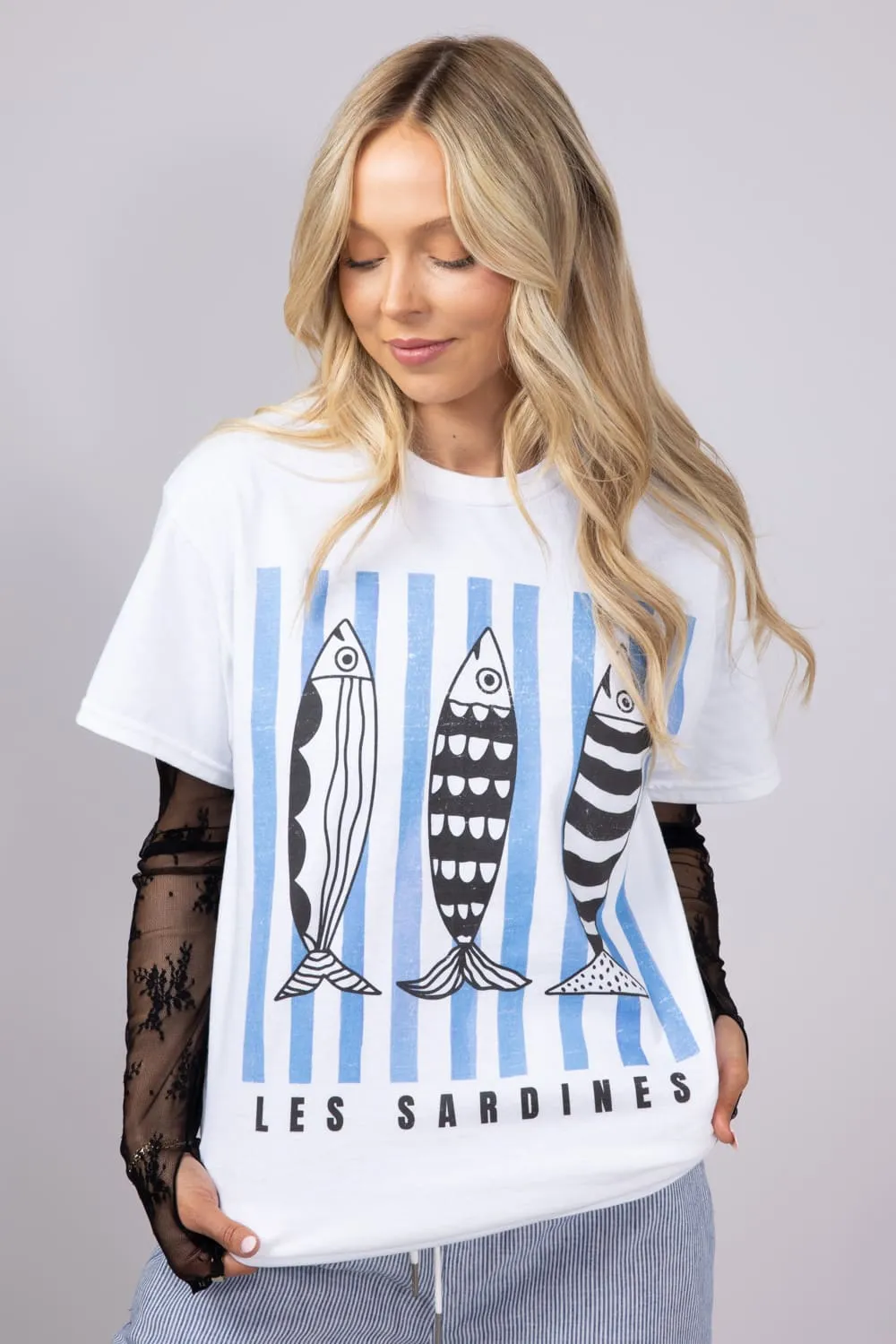 Les Sardines Oversized T-Shirt for Women in White | 32913X-OTS-WHITE sold by Glik’s