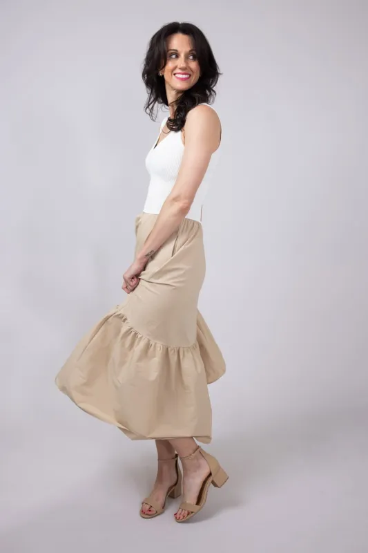 Elan Mix Media Maxi Dress for Women in Sand White | WKR5946-SANWHT sold by Glik’s