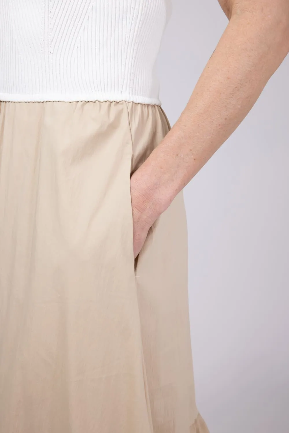 Elan Mix Media Maxi Dress for Women in Sand White | WKR5946-SANWHT sold by Glik’s product image thumbnail 3