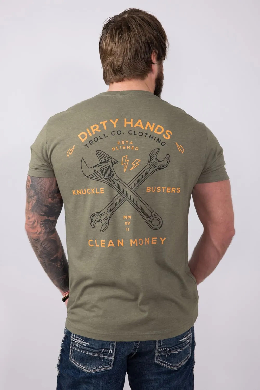 Troll Co Twisting Wrenches T-Shirt for Men in Green | TC1588-MILGRN sold by Glik’s product image thumbnail 2