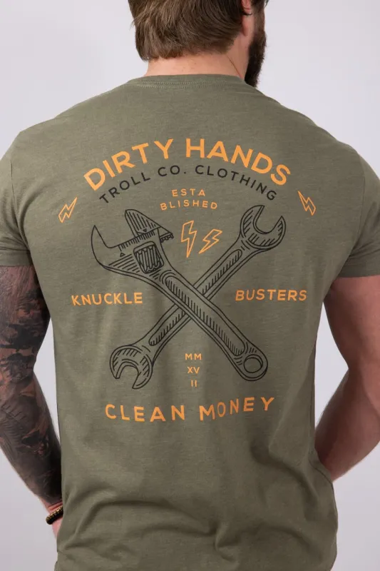 Troll Co Twisting Wrenches T-Shirt for Men in Green | TC1588-MILGRN sold by Glik’s
