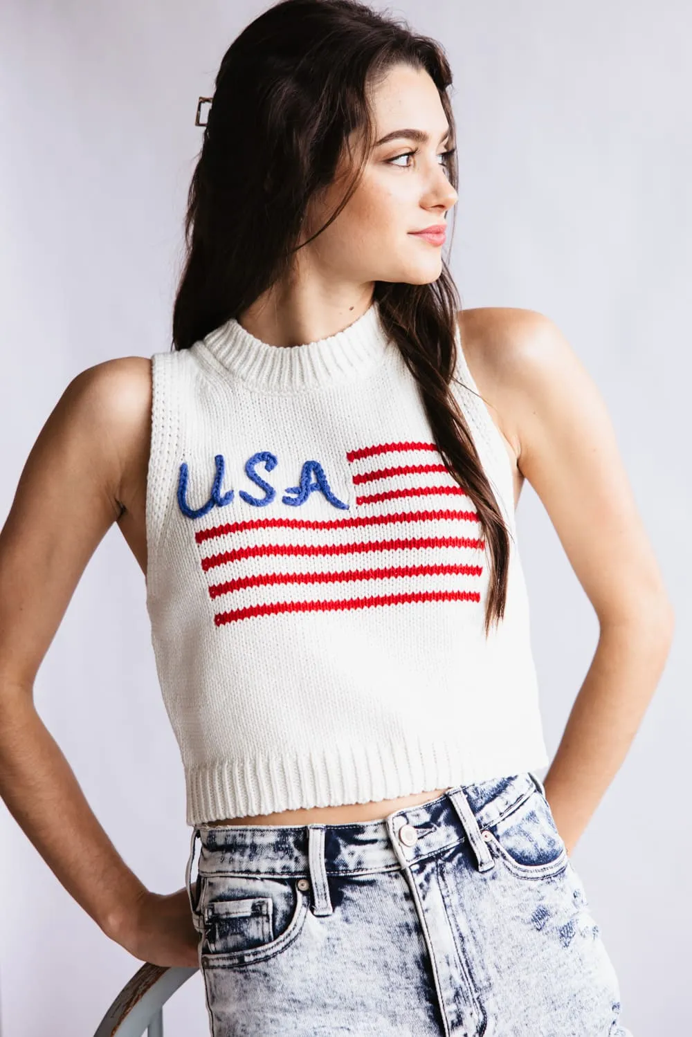 USA Knit Tank Top for Women in White | MWT6198-4-WHITE sold by Glik’s product image thumbnail 5