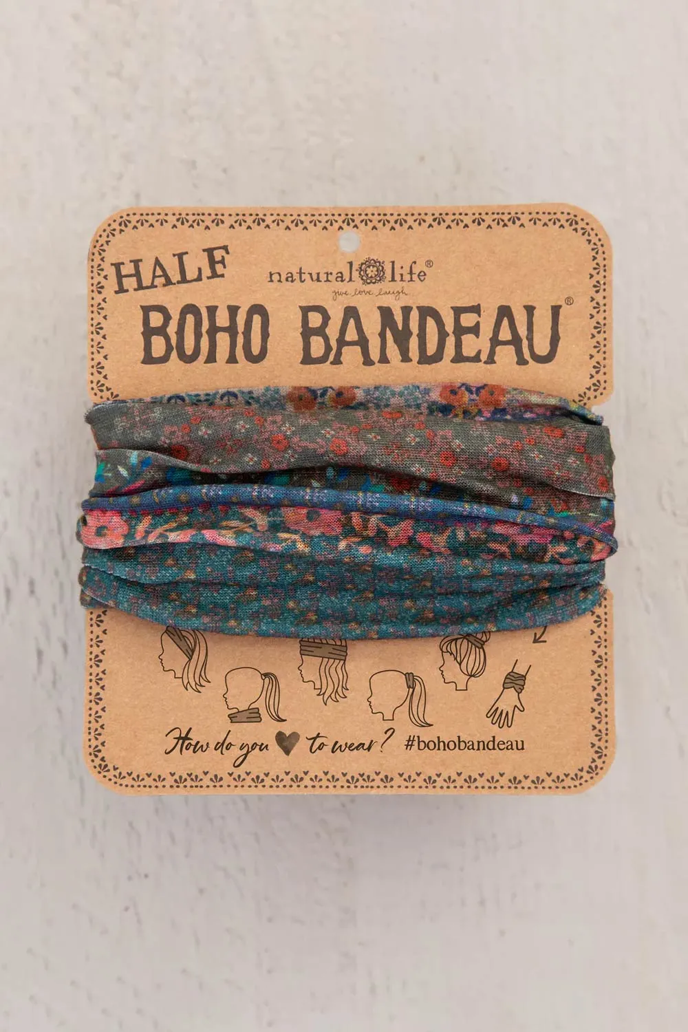 Natural Life Half Boho Bandeau Headband in Dark Patchwork | BBW331 sold by Glik’s