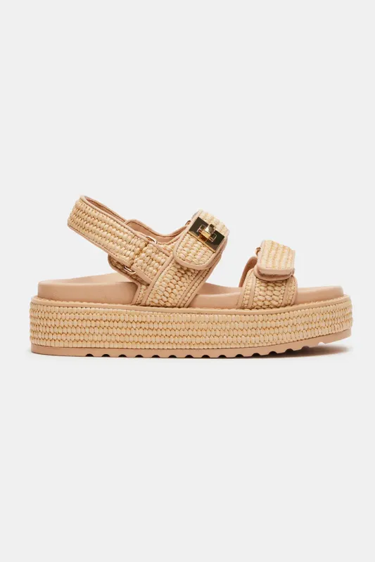 Steve Madden BigMona Raffia Sandals for Women in Natural | BIGMONA-NAT RAFFIA sold by Glik’s