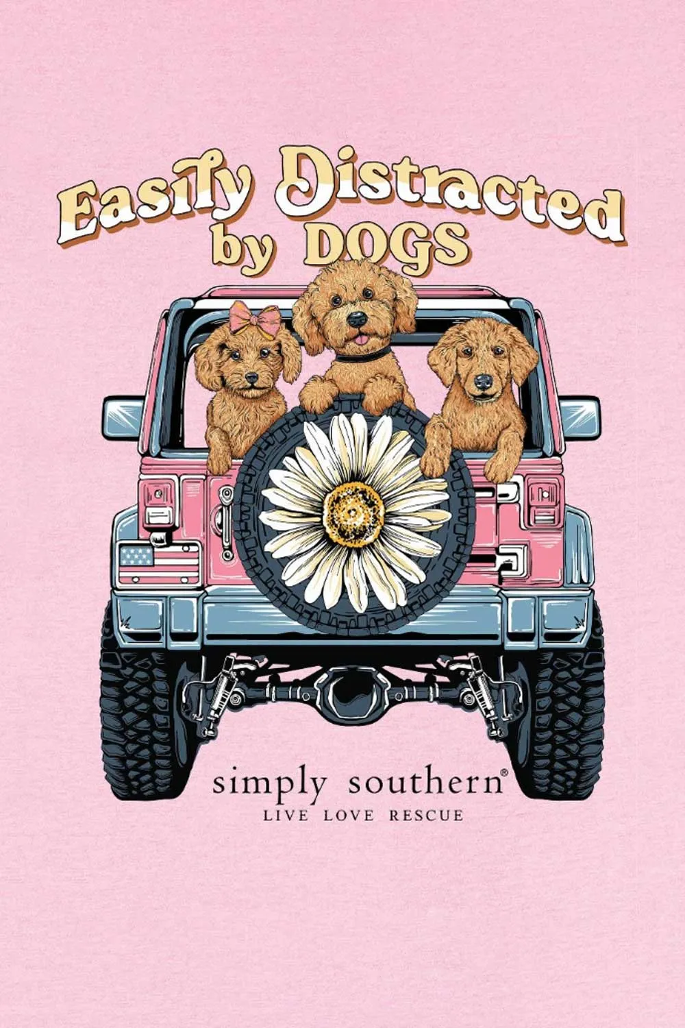 Simply Southern Youth Easily Distracted By Dogs T-shirt for Girls in Pink | YTH-SS-EASILY-FANCYCANDY sold by Glik’s product image thumbnail 3