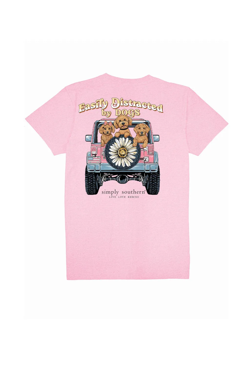 Simply Southern Youth Easily Distracted By Dogs T-shirt for Girls in Pink | YTH-SS-EASILY-FANCYCANDY sold by Glik’s