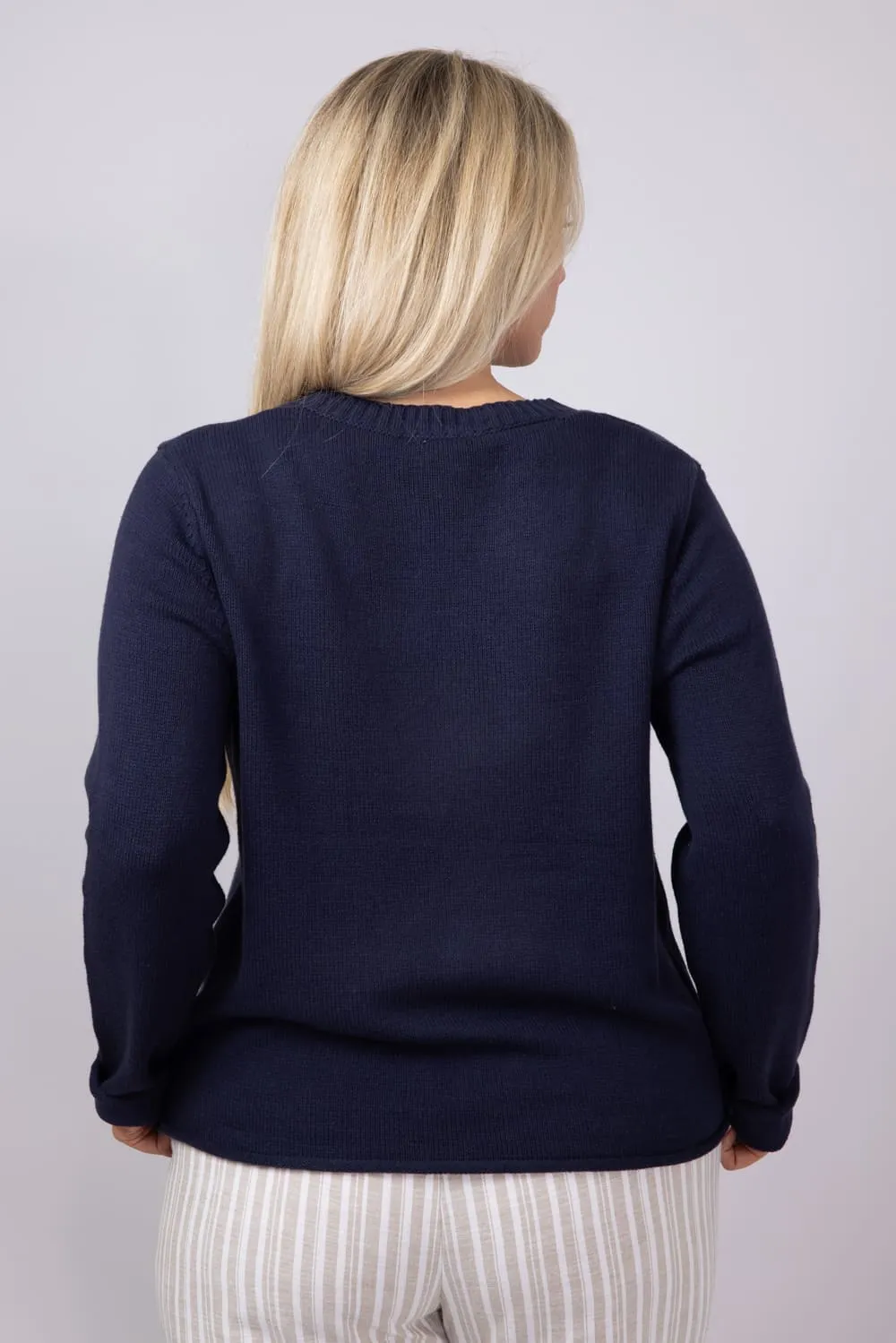 Miracle Anchor Lightweight Sweater for Women in Navy | F2112-NAVY sold by Glik’s product image thumbnail 2