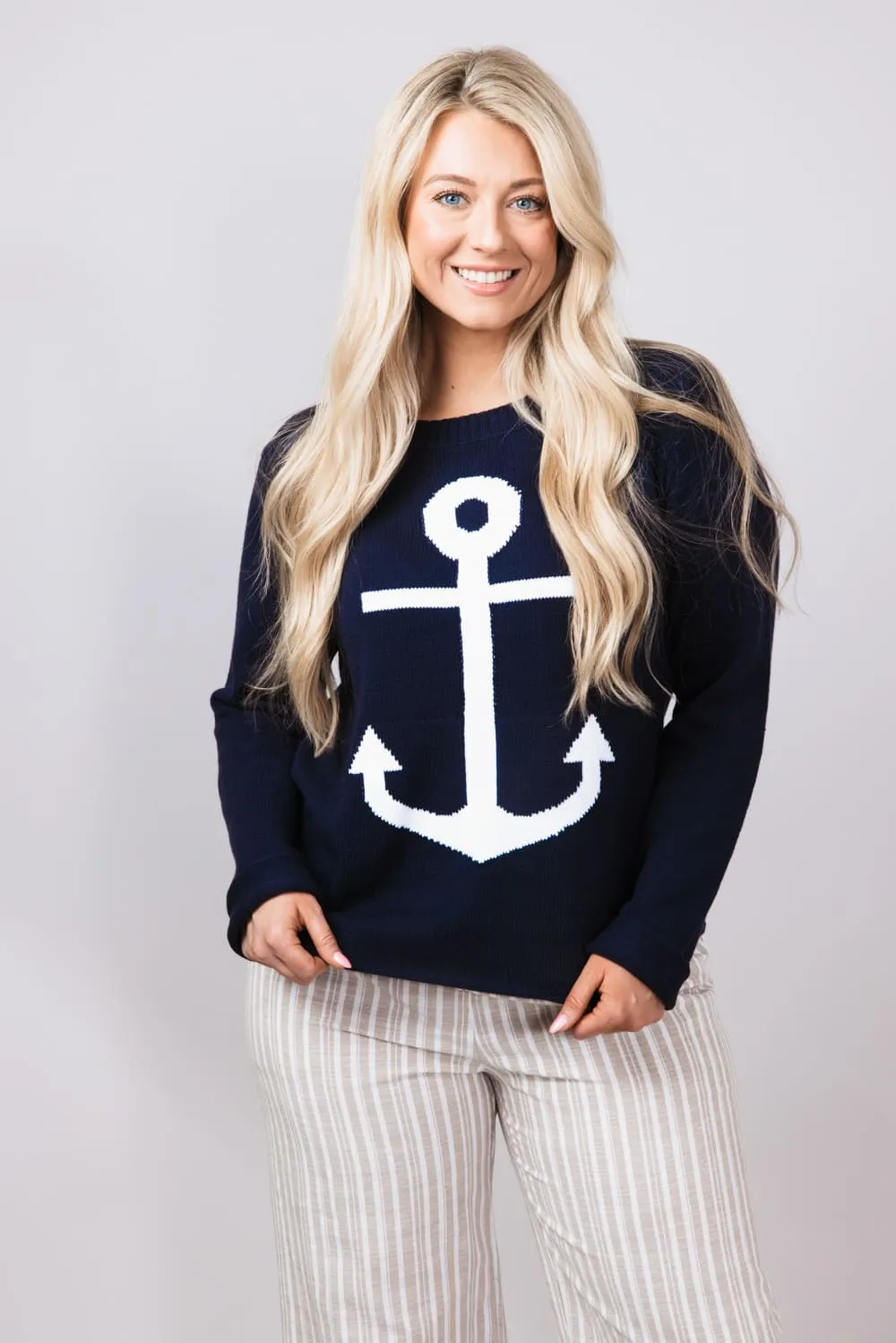 Miracle Anchor Lightweight Sweater for Women in Navy | F2112-NAVY sold by Glik’s